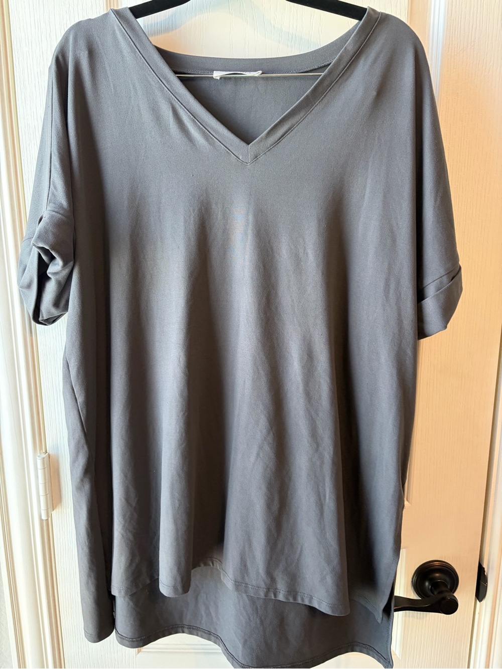 ZENANA Women's V-Neck Short Sleeve Shirt - Gray Essentials